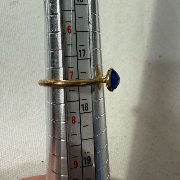 faceted blue and gold tone stacking ring size 7.25 - Picture 3 of 3